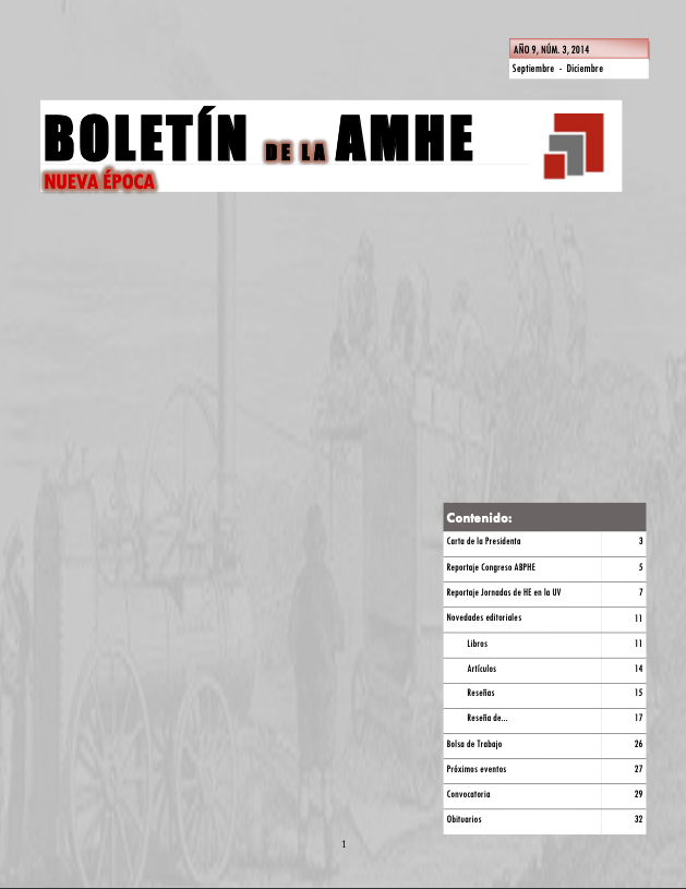 BOLETIN DE LA AMHE AÑO 9, NÚM. 3, 2014